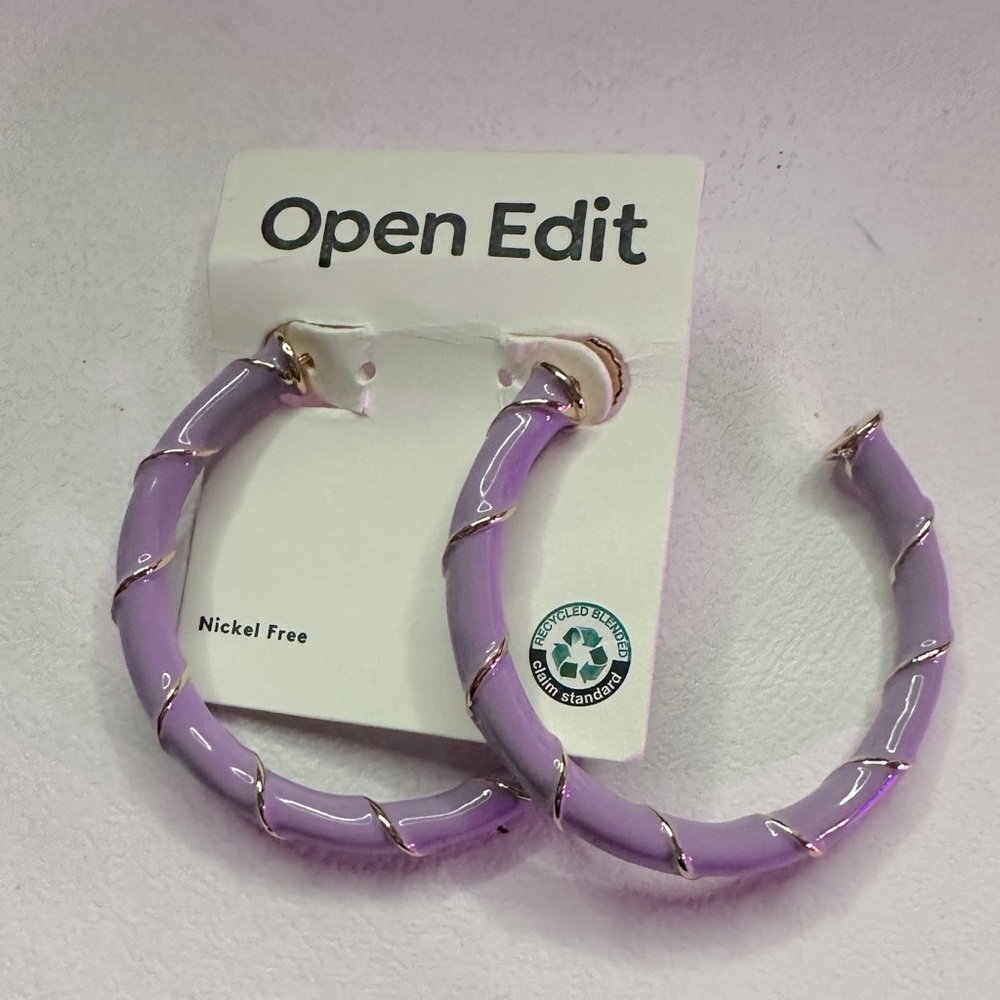 Purple and gold hoop earrings